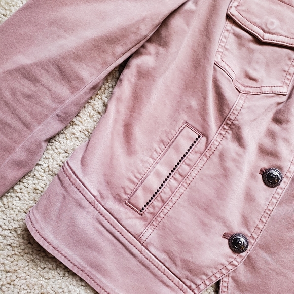 White House Black Market Petite washed denim rose twill jacket - Picture 3 of 13